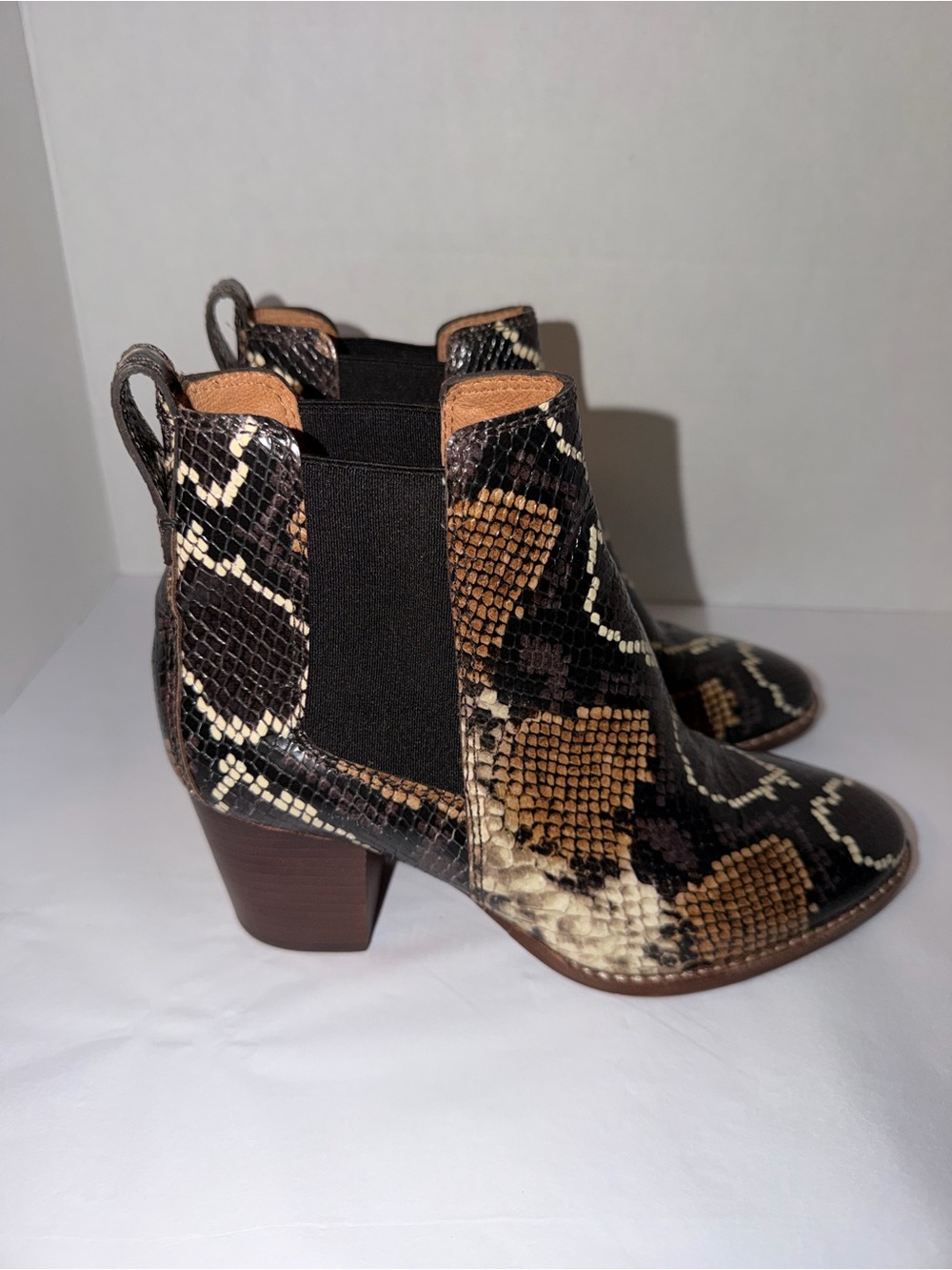 Madewell The Regan Ankle Booties In Embossed Snake Leather Sz 6.5 Women’s